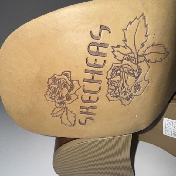 Skechers Boots Tan Beige Platform Size 10 Medium Mid Calf Platform Square Toe - Picture 7 of 11